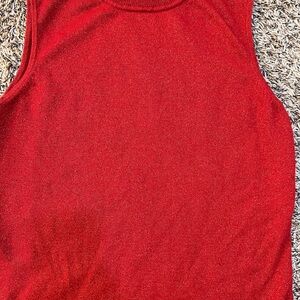 Red Sleeveless sparkly mock turtleneck